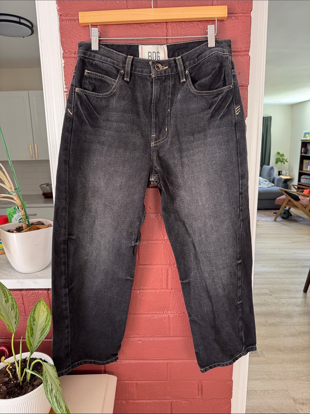 BDG Urban Outfitters Men's Washed Black Cropped Skate Fit Denim Pants Size 28/30